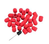 Nail Art Sanding Bands, 50 pcs Red Plastic Sanding Caps With Mandrel For Nail Drill Foot Care Cuticle(5x11 120 Grit)
