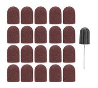 Nail Art Sanding Cap Nail Drill Bits, Professional Polishing Grinding Sanding Bands Set (16 x 25mm), High Efficiency Fine Sandpaper for Nails, Glass, Plastic, Metal, Stone, Ceramic (Brown)