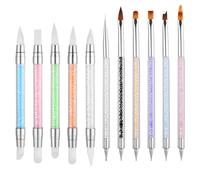 Nail Art Sculpture Pen,11Pcs Dual Tipped Silicone Nail Tools, Professional Nails Design Kit with Brush Dotting Tools, Silicone Nailart Brushes for Gel Nails Home Salon Carving, Striping, Painting