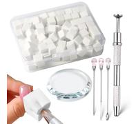 Nail Art Sponge for Ombre, Soft Nail Sponges with Gripper Pen, Gradient Effect Painting Gel Halo Coloring Tool Brush Round Glass Palette Blender Stick for Blooming Nails, Aura Nails, Manicure Salon