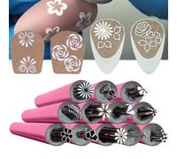 Nail Art Stamp Pen Set 12Pcs - DIY Graffiti Dotting Tools, Floral Stamper Kit With Flower Pattern for Women