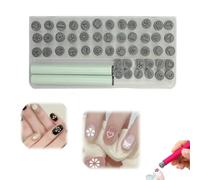 Nail Art Stamp Pen Set,DIY Different Floral Patterns Design Nail Art Stamp with Silicone Pen Tip,Quick Nail Design Tools for Women (Green-48)