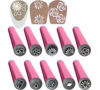 Nail Art Stamp Pen Set, Nail Stamp Pens, Nail Art Stamping Pen, Nail Art Flower Stamp Pen, Nail Graffiti Nail Art Dotting Tools, Stamp Nail Art Tool with Different Patterns, DIY Nail Art Tools (10Pcs