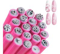 Nail Art Stamp Set Flower Butterfly Rose Butterfly Dotting Tools DIY Nail Art Tools for Women and Girls 20 Pieces