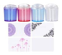 Nail Art Stamper Clear Silicone Stamping Jelly French Nail Stamper Kit for DIY Nail Edges Prints Patterns Transparent Crystal Head Reusable Safe Material 4 Pack