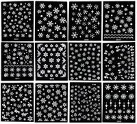 Nail Art Stickers, 12 Sheet 3D Nail Stickers Self-adhesive Nail Decals Nail Art White Snowflakes Designs for Women Girls