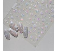 Nail Art Stickers, 5D Self-Adhesive Aurora Shells Starfish Ocean Theme Nails Decals, Nail Art Decoration Supplies Accessories, 1 Sheets