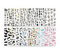 Nail Art Stickers Blooming Marble Water Decals Flower Leaves Sliders For Nails Paper Abstract Geometric Lines Adhesive Nail Decals Fingernail Stickers Decorations Water Transfer