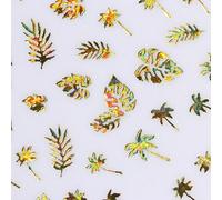 Nail Art Stickers Decals (Gold Holographic Palm Trees Leaf Print)