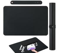 Nail Art Table Mat, (Mat Only) Foldable Hand Rest Manicure Pad, Soft Microfiber PU Leather Arm Rest Pad for Acrylic Nails, Nail Polish Mat for Nail Tech Salon Home, Black
