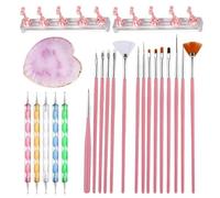Nail Art Tools, 23 Pcs Acrylic Nail Brush Tools with Palette Pen Holder, Double-Ended Silicone Na-il Art Brushes Kit for Salon & Home Use