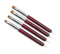 Nail Art Tools Professional 4Pcs Brush Set, Dual-Ended Nail clean up Brush & Nail Dotting Tool for Gel, Wooden French Tip Brush Must Haves for Salon & Home Use