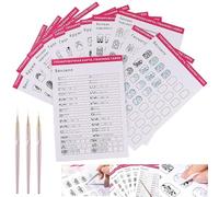 Nail Art Tracing Sheets with Liner Pen, Nail Art Book Design Blank Practice Cards, Manicure Training Cards for Beginner Lines Painting, Lines Drawing Painting Template Learning Book(1set)