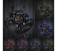 Nail Art Vinyl Record Wall Clock Nail Salon Studio Business Logo Wall Decor Vintage Vinyl LP Silent Wall Clock Manicurist Gift With LED