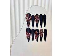 Nail art wearing nails hand pinch flower smudge matte black original design long press nails(L)