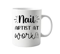 Nail Artist at Work 11oz Mug - Fun and Stylish Coffee Cup for Nail Technicians and Manicurists - Durable Ceramic Mug for Work or Home - Nail Tech Appreciation Gift - Vibrant Design for Daily Use
