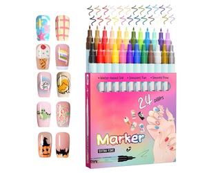 Nail Arts Pens - 24 Colors & 0.5mm Precision Tips | Professional Grade Dotting And Liner Markers | For Beginners, Teens, Salon Artists & DIY Crafters, Smudge-Proof