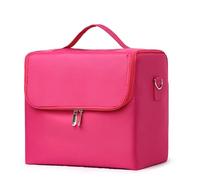 Nail Bag Storage Organiser Multilayer Clapboard Cosmetic Bag Case Beauty Salon Tattoos Nail Art Tool Bin Women Makeup Organizer Large Capacity Bag(RED)