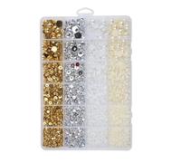Nail Beads, Half Round Craft Beads, Tiny Pearl Flat Back Charm, Decorative It Yourself Accessories, Ideal for Home, Salon, Phone Case, Summer, Women, Creative Design, 7.48 x 5.2 Zo
