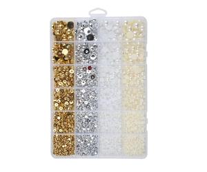 Nail Beads, Half Round Craft Beads, Tiny Pearl Flat Back Charm, Decorative It Yourself Accessories, Ideal for Home, Salon, Phone Case, Summer, Women, Creative Design, 7.48 x 5.2 Zo