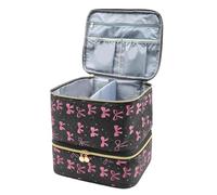 Nail Box Organizer Case - Makeup Holders with Black Bow | Nail Supplies Organizer, Manicure Tool Box, Ñail Bag Órganizer Case, Ńail Storage B́ox for Travel Pedicure Grooming Hair Art Beauty