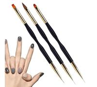 Nail Brush - 3 Tip Kit, Acrylic Sculpting Applicator, Heavy Duty Detailing Painting Tool Set | Portable Bristles with Ergonomic Design for French Lines Marble Effects Patterns Gel