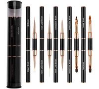 Nail Brush, 5 Pcs Nail Art Brushes Set Professional, Dual-ended Nail Art Brush, Thin Liner Pen, Acrylic Dust Brush, Nail Pen Designer Nail Art Painting Kit for Diy & Professional Use, Black