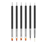 Nail Brush for Nails - 6.1x0.2x0.2 Inch Double-Ended Pens, 6pc Design Tools | Bristle Pens