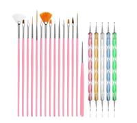 Nail Brushes, 20pc Nail Art Painting Brush Pen Tools Kit UV Gel 15pcs Brushes with 5pcs Dotting Pens Set(Red)