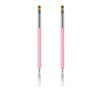 Nail Brushes, 2Pcs Nail Art Brushes, Dual-Ended Polygel Brush & Picker tool, Magic Extender Gel Tool for UV/LED Nail Art, Acrylic Nails Extension, Extensions Builder, Pink