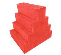 Nail Buffer Block for Acrylic and Natural Nails, 4 Sided Sanding Buffer for Gel Nails, Fingernail Shine Buffers Set, Professional Manicure Polisher, Bulk Medium Grit, Red Orange, 10 Pieces