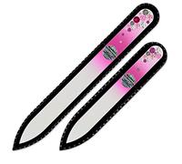 Nail Care Gift Set - Mont Bleu Premium Set of 2 Glass Nail Files Hand Decorated with Swarovski Elements - handmade gifts - Improves Nail Strength - Your Nail Health in Your Hands - Washable Nail File