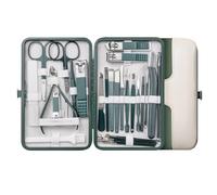 Nail Care Kit Professional, Manicure and Pedicure Set Stainless Steel, Dark Green Travel Case, Complete Portable Grooming Kit