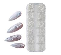 Nail Charm - Round Beads | Pearl Charm for Nails Design | 12 Grids Long-Lasting Three-Dimensional Texture Fingernail Decoration for Traveling Business Trip Outdoor School Girlfriend Wife