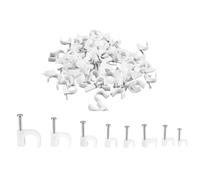 Nail Clamps Set, 800 Pieces Cable Clamps in 8 Sizes 4-12 mm, White Cable Clamps with Nail for Network Cable, Cable Attachment