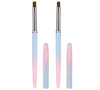 Nail Clean Up Brush for Polish, Round&Flat Nail Art Design Brushes Set of 2 Professional Nail Paint Brush French Manicure Brush Nail Polish Remover Brush for Cleaning Fingernails Polish Mistake