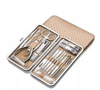 Nail Clipper Set, 19PCS Set Complete of Nail Clippers Pedicure Tools Hand Care Beveled,Personal(Gold)