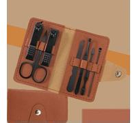 Nail Clipper Set, 7Pcs Stainless Steel Colorful Nail Clippers ManicureSet with(Set080brown)