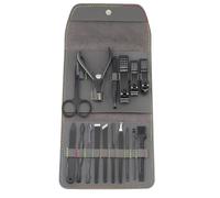 Nail Clipper Set Manicure Pedicure Kit Fingernail Nail Clippers Suit 16 Pieces Nail Clippers Nail Scissors Fold Bag-Beauty Manicure Nail File Tool,Grey(Grey)