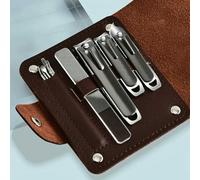 Nail Clipper Set, Nail Clippers 4Pcs Professional Trimmer Pedicure Care Tools File(Brown)