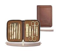 nail clippers 11 Piece Manicure Pedicure Set & Grooming Kit for Men and Women, Carbon Steel Gilded Tools, Portable Travel Case & Professional Nail Clippers(Bruin)