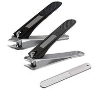 Nail Clippers, 2 Pcs Toenail Clippers Stainless Steel Nail Cutter Fingernails Toenails Thick Nails Kit with 1 Pcs Fingernail File for Grooming and Styling Thick Fingernail Toenail Men Women
