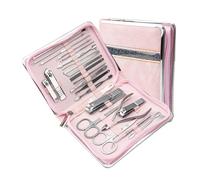 Nail Clippers 26 Piece Set Stainless Steel Nail Clippers Set Household Nail Cutter Suit with Box Trimmer Grooming Manicure Pedicure Nail Tools Nail kit (Pink)