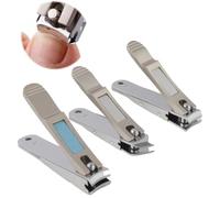 Nail Clippers 3 Pcs Set - Heavy Duty Stainless Steel Toenail Clippers for Thick Nails, Curved and Straight Blade Nail Cutters, Slant Nail Nipper for Trimming and Cuticle Removal, for All Ages