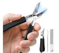 Nail Clippers, 3 Pcs Toe Nail Clippers for Thick Nails, Long Handle NailClippers for Thick Nails, Angled Head Toe NailClippers for Men, Slight Curved Blade Pointed Tip Ingrown Toenail Tool
