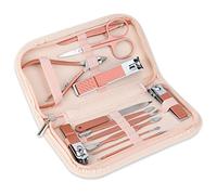 Nail Clippers and Beauty Tool Portable Set, Rose Gold Martensitic Stainless Steel Manicure Set 12 in 1, with Pink Leather Bag, Suitable for Home, Workplace, Outdoor Travel, Gift Giving, Beauty Salon.