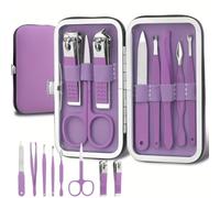 Nail Clippers and Beauty Tool Portable Set, Rose Gold Stainless Steel Manicure Set 8 in 1,Purple