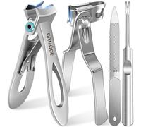Nail Clippers for Men Thick Nails - DRMODE 16mm Wide Jaw Opening Extra Large Toenail Clippers & Easy Grip 360 Degree Rotary Fingernail Clippers for Seniors Nail Cutter with Nail File Cuticle Trimmer