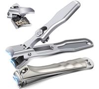 Nail Clippers for Men Thick Nails, Upgrade Large Toenail Clippers for Seniors Thick Toenails with Wide Opening, Ultra Sharp Anti Splash Fingernail Clipper Cutter Long Handle with Catcher