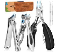 Nail Clippers for Seniors, Heavy Duty Ingrown Toenail Clippers with Long Handle， Wide Jaw Fingernail Clippers and Slanted Nail Cutter for Thick Nail for Men Women Pregnant Elderly 5Pcs